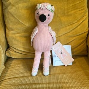 Cuddle + Kind 13” Penelope pink ballerina flamingo NWT 100% hand knit cotton and